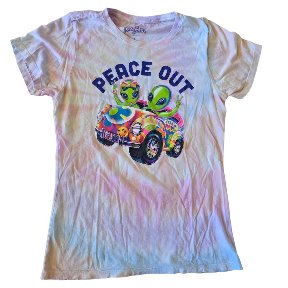 Lisa Frank "Peace Out" Tie Dye Turtle Graphic T Shirt Size L